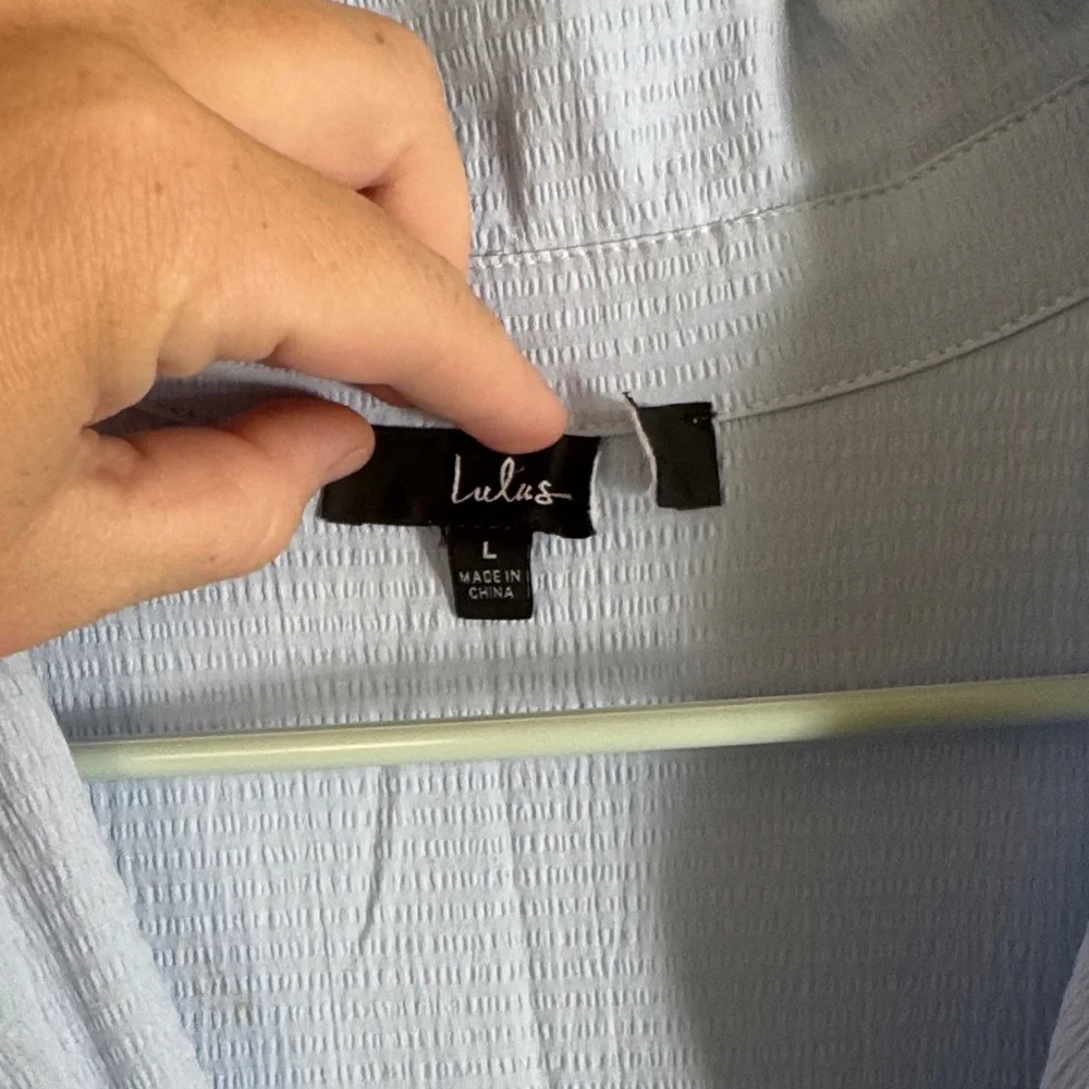 Lulu's Breeze By Light Blue Tie-Back Mini Dress With Pockets L / B54 - Picture 2 of 6